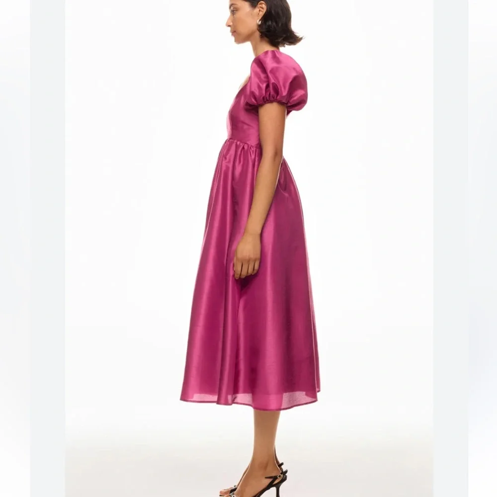 Hutch Magenta Puff-Sleeve Midi Dress - Picture 3 of 9